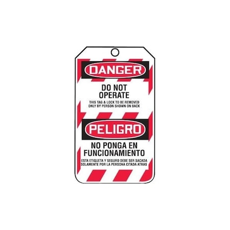Accuform Safety Tags, DANGER DO NOT OPERATE Bilingual Spanish, 5.75in x 3.25in, HS-Laminate, 5PK TSP101LTM